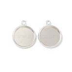 Flat Round Brass Pendant Cabochon Settings, Rack Plating Round Blank Bezel Trays, Long-Lasting Plated, Lead Free & Cadmium Free, 925 Sterling Silver Plated, Tray: 12mm, 17x14x2mm, Hole: 1.5mm(KK-K414-14E-S)