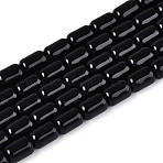 Opaque Glass Beads Strands, Barrel, Black, 6~6.5x4~5mm, Hole: 0.7~0.8mm, about 64~65pcs/strand, 15.75~15.94''(40~40.5cm)(GLAA-T028-14P-01)