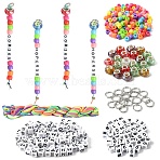 DIY Pendants Decoration Making Kits, including Plastic Beads, Glass European Beads, Acrylic Beads, Nylon Thread, 304 Stainless Steel Open Jump Rings, Mixed Color(DIY-YW0016-18)