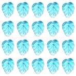 Autumn Theme Two-Tone Transparent Glass Charms, Leaf, Sky Blue, 13.5x10.5x3.5mm, Hole: 1.2mm(GLAA-YW0001-53B)
