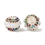 Sparkling Acrylic Rhinestone Round Beads, with Resin, Focal Pen Beads, Beige, 20x14mm, Hole: 2.5mm(OACR-NH0002-01A-05)