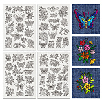 4 Sheets 11.6x8.2 Inch Stick and Stitch Embroidery Patterns, Non-woven Fabrics Water Soluble Embroidery Stabilizers, Butterfly, 297x210mmm(DIY-WH0455-043)
