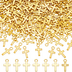 300Pcs Alloy Pendants, Cross Charms, Golden, 15.5x8.5x1mm, Hole: 1.5mm, 300pcs/set(FIND-ME0001-55G)