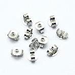 Brass Ear Nuts, Friction Earring Backs for Stud Earrings, Cadmium Free & Lead Free, Platinum, 5x4x2.5mm, Hole: 0.8mm(KK-I641-01P)