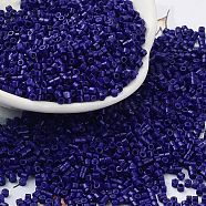 Baking Paint Glass Seed Beads, Cylinder, Midnight Blue, 2x1.5mm, Hole: 1mm, about 5599pcs/50g(X-SEED-S042-05B-78)