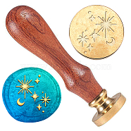 Wax Seal Stamp Set, Golden Tone Sealing Wax Stamp Solid Brass Head, with Retro Wood Handle, for Envelopes Invitations, Gift Card, Star, 83x22mm, Stamps: 25x14.5mm(AJEW-WH0208-1026)