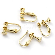 Brass Clip-on Earring Findings, Spiral Ear Clip, Screw Back Non Pierced Earring Converter, Real 24K Gold Plated, 16x13x5mm(X-KK-Z007-23G)