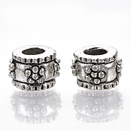 Tibetan Style Alloy Beads, Cadmium Free & Lead Free, Column with Flower, Antique Silver, 6.5x5mm, Hole: 2.8mm, about 1295pcs/1000g(TIBE-R317-055AS-LF)