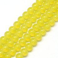 Baking Painted Glass Beads Strands, Imitation Opalite, Round, Yellow, 8mm, Hole: 1.3~1.6mm, about 100pcs/strand, 31.4 inch(X-DGLA-Q023-8mm-DB10)