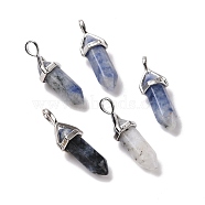 Natural Blue Spot Jasper Pendants, Faceted, with Platinum Tone Brass Findings, Lead free & Cadmium Free, Bullet, 27~30x9~10x7~8mm, Hole: 4x3mm(G-K329-42P)