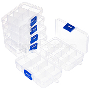 8 Grids Transparent Acrylic Bead Organizer Containers, with Adjustable dividers for Storage, Rectangle, Clear, 6.9x12.1x2.25cm, Hole: 6mm, Inner Diameter: 2.45x3.1x2.15cm(CON-WH0087-32)