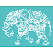 Self-Adhesive Silk Screen Printing Stencil, for Painting on Wood, DIY Decoration T-Shirt Fabric, Turquoise, Elephant Pattern, 220x280mm(DIY-WH0338-035)