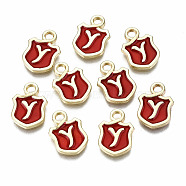 Alloy Enamel Charms, Cadmium Free & Lead Free, Shield with Initial Letters, Light Gold, Letter.Y, 14x10x2mm, Hole: 2mm(ENAM-T012-03Y-RS)