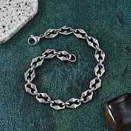 304 Stainless Steel Coffee Bean Chain Bracelets for Women Men, Stainless Steel Color, 8-5/8 inch(21.9cm)(BJEW-F488-12P)