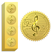 Self Adhesive Gold Foil Embossed Stickers, Medal Decoration Sticker, Musical Note, 5x5cm, 4pcs/sheet(DIY-WH0211-410)