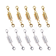 Brass Magnetic Clasps, with Lobster Claw Clasps, Column, Golden & Silver, 45x7.5x6mm, 2 colors, 5sets/color, 10sets/bag(KK-CJ0001-09)