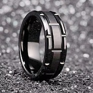 Stainless Steel Finger Rings for Unisex, Black, US Size 11(20.6mm)(WG511F1-09)