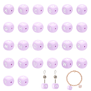 26Pcs 26 Style Silicone Beads, DIY Nursing Necklaces and Bracelets Making, Chewing Pendants For Teethers, Letter Style, Cube, Letter A~Z, 12x12x12mm, Hole: 2mm, 1pc/style(SIL-CA0001-36)