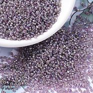 MIYUKI Round Rocailles Beads, Japanese Seed Beads, 11/0, (RR1012) Silverlined Smoky Amethyst AB, 2x1.3mm, Hole: 0.8mm, about 1111pcs/10g(X-SEED-G007-RR1012)