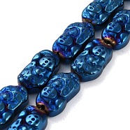 Electroplated Synthetic Non-magnetic Hematite Beads Strands, Nuggets, Blue Plated, 13.5x7.5x5mm, Hole: 1.2mm, about 30pcs/strand, 15.75 inch(40cm)(G-F767-03A)