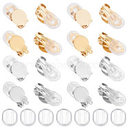 24Pcs 4 Style 304 Stainless Steel Flat Round Clip-on Earring Settings, with 48Pcs Round Flat Pad, Golden & Stainless Steel Color, 16~18x10x7mm, Tray: 9.8mm, 12Pcs/style(STAS-BBC0002-60)