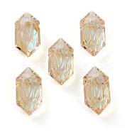 Embossed Glass Rhinestone Pendants, Bicone, Faceted, Paradise Shine, 13x6.5x4mm, Hole: 1.5mm(GLAA-J101-02A-001PS)