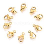304 Stainless Steel Lobster Claw Clasps, Golden, 10x7x3mm, Hole: 1.2mm(STAS-T040-PJ212-10)