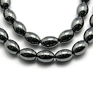 Non-magnetic Synthetic Hematite Oval Beads Strands, Grade AA, 6x4mm, Hole: 1mm, about 65pcs/strand, 16 inch(G-F161-32B)