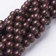 Natural Mashan Jade Round Beads Strands, Dyed, Coconut Brown, 8mm, Hole: 1mm, about 51pcs/strand, 15.7 inch(G-D263-8mm-XS14)