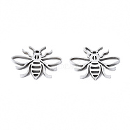 201 Stainless Steel Pendants, Laser Cut, Bees, Stainless Steel Color, 13x17x1.5mm, Hole: 1.4mm(STAS-T044-235P)