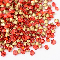 Back Plated Grade A Diamond Glass Pointed Rhinestone, Light Siam, 4.9~5mm, about 720pcs/bag(X-RGLA-SS22-019)