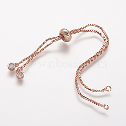 Rack Plating Brass Chain Bracelet Making, with Rhinestone, Long-Lasting Plated, Slider Bracelets Making, Cadmium Free & Lead Free, Real Rose Gold Plated, Single Chain Length: about 115~120mm(KK-A142-017RG)