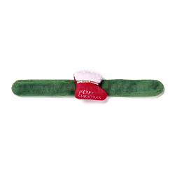 Christmas Slap Bracelets, Snap Bracelets for Kids and Adults Christmas Party, Christmas Sock, Red, 24.5x2.5x0.2cm(BJEW-B012-06)