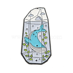 Aquarium Alloy Badges, Sea Animals Enamel Pins, Black, Whale, 33.5x17x1.5mm(JEWB-M041-01D)