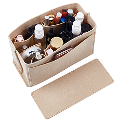 Wool Felt Purse Organizer Insert, Toiletry Bag in Bag Accessories, with Rectangle Bottom Shaper, Light Khaki, 26x12x14.5cm(FIND-WH0128-79A)