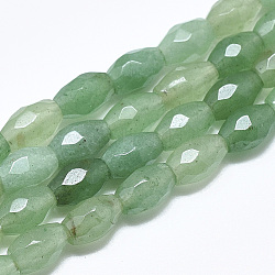 Natural Green Aventurine Beads Strands, Faceted, Oval, 8.5~9x6mm, Hole: 1mm, about 22pcs/strand, 8.07 inch(X-G-S357-A05)