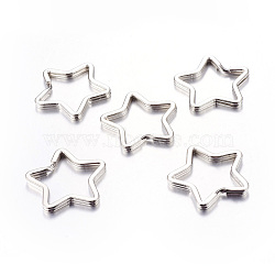 Iron Split Key Rings, Keychain Clasp Findings, Star, Platinum, 34x3mm(X-IFIN-H045-N)