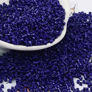 Baking Paint Glass Seed Beads, Cylinder, Midnight Blue, 2x1.5mm, Hole: 1mm, about 5599pcs/50g