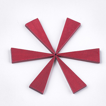 Painted Wood Pendants, Triangle, Crimson, 39.5x14x4mm, Hole: 1mm