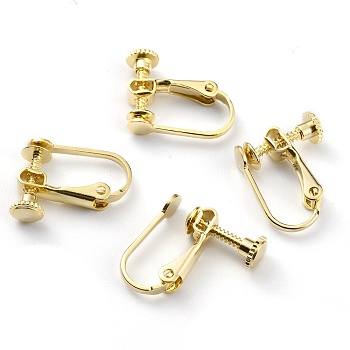 Brass Clip-on Earring Findings, Spiral Ear Clip, Screw Back Non Pierced Earring Converter, Real 24K Gold Plated, 16x13x5mm