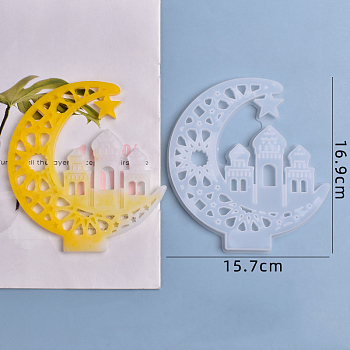 DIY Castle Crescents Moon Silicone Molds, for UV Resin, Epoxy Resin, Home Table Decoration Making, White, 169x157x11mm, Inner Diameter: 162x145mm
