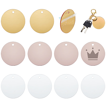 Elite 30Pcs 3 Colors Acrylic Big Pendant, Flat Round, Mixed Color, 50x1.5mm, Hole: 4mm, 10pcs/color