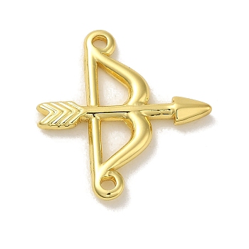 304 Stainless Steel Connector Charms, Bow and Arrow Link, Real 18K Gold Plated, 22.5x21x2mm, Hole: 1.6mm