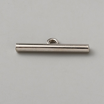 Alloy Toggle Clasps Bar, Platinum, 7x30x3mm, Hole: 2.5mm