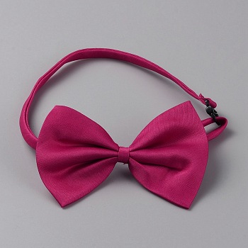 Polyester Dog Bow Ties with Adjustable Collar, Pet Neck Bows, Puppy Neckties, Medium Violet Red, 390~460mm