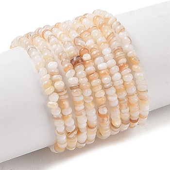 Natural Freshwater Shell Beads Strands, Dyed, Rondelle, PapayaWhip, 2x1mm, Hole: 0.5mm, about 231~235pcs/strand, 14.96''(38cm)