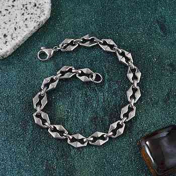 304 Stainless Steel Coffee Bean Chain Bracelets for Women Men, Stainless Steel Color, 8-5/8 inch(21.9cm)