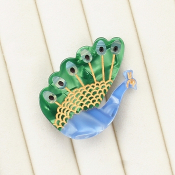 Cute Cellulose Acetate(Resin) Alligator Hair Clips, Hair Accessories for Girls, Peacock, 50x35x13mm