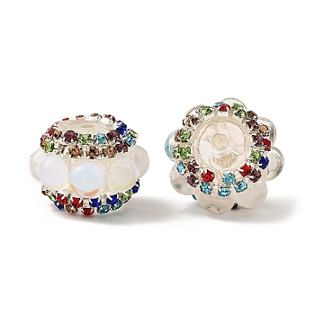 Sparkling Acrylic Rhinestone Round Beads, with Resin, Focal Pen Beads, Beige, 20x14mm, Hole: 2.5mm