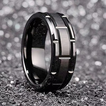 Stainless Steel Finger Rings for Unisex, Black, US Size 11(20.6mm)